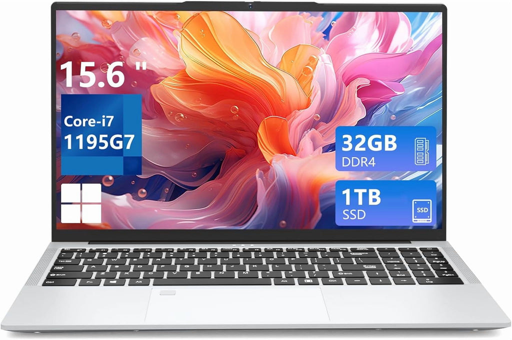 15.6 Inch Gaming Laptop, Core I7-1195G7, 32GB RAM 1TB SSD Computer, Iris Xe Graphics, Wifi 6E, Backlit Keyboard, Windows 11