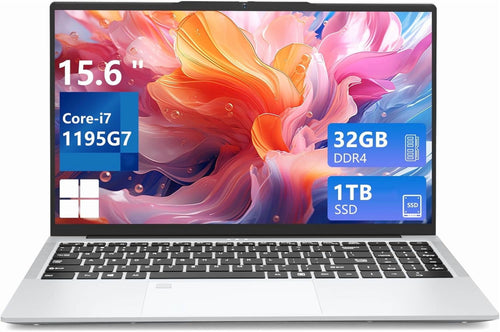 15.6 Inch Gaming Laptop, Core I7-1195G7, 32GB RAM 1TB SSD Computer, Iris Xe Graphics, Wifi 6E, Backlit Keyboard, Windows 11
