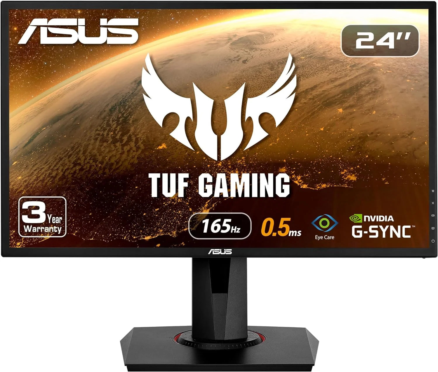 VG248QG 24" G-SYNC Gaming Monitor 165Hz 1080P 0.5Ms Eye Care with DP HDMI DVI, Black