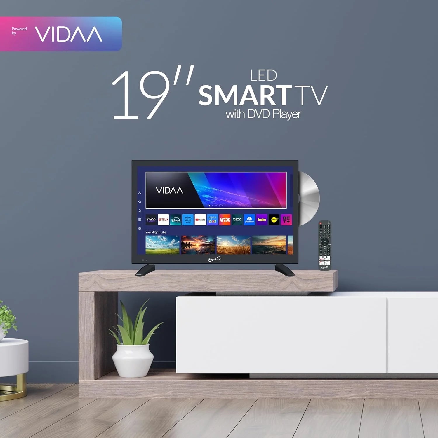 SC-1926SDVD 19 Inch AC/DC LED SMART TV Built-In DVD, Powered by VIDAA LED