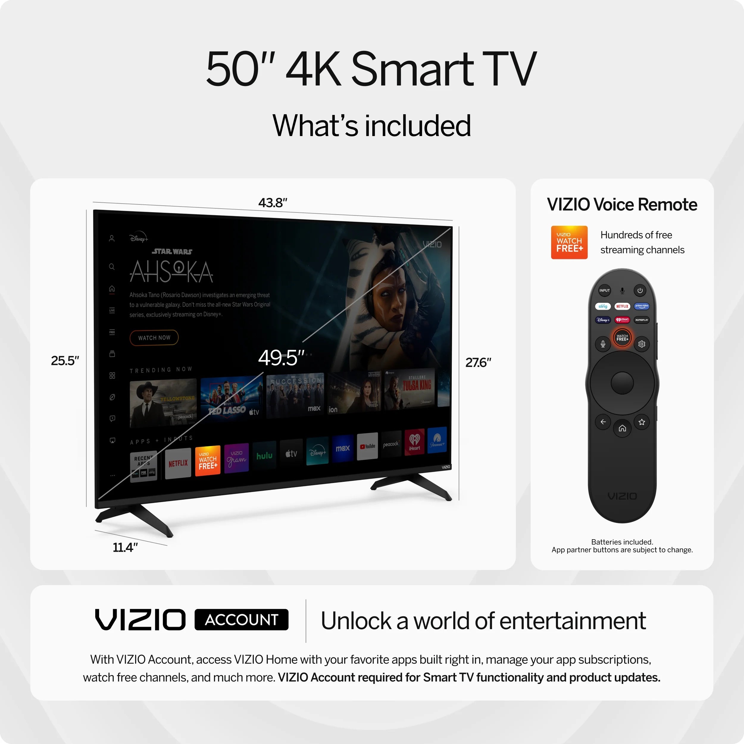 50" Class 4K UHD LED HDR Smart TV (V4K50M-08)