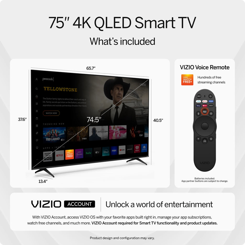 75" Class Quantum 4K QLED HDR Smart TV (M75Q6-L4)