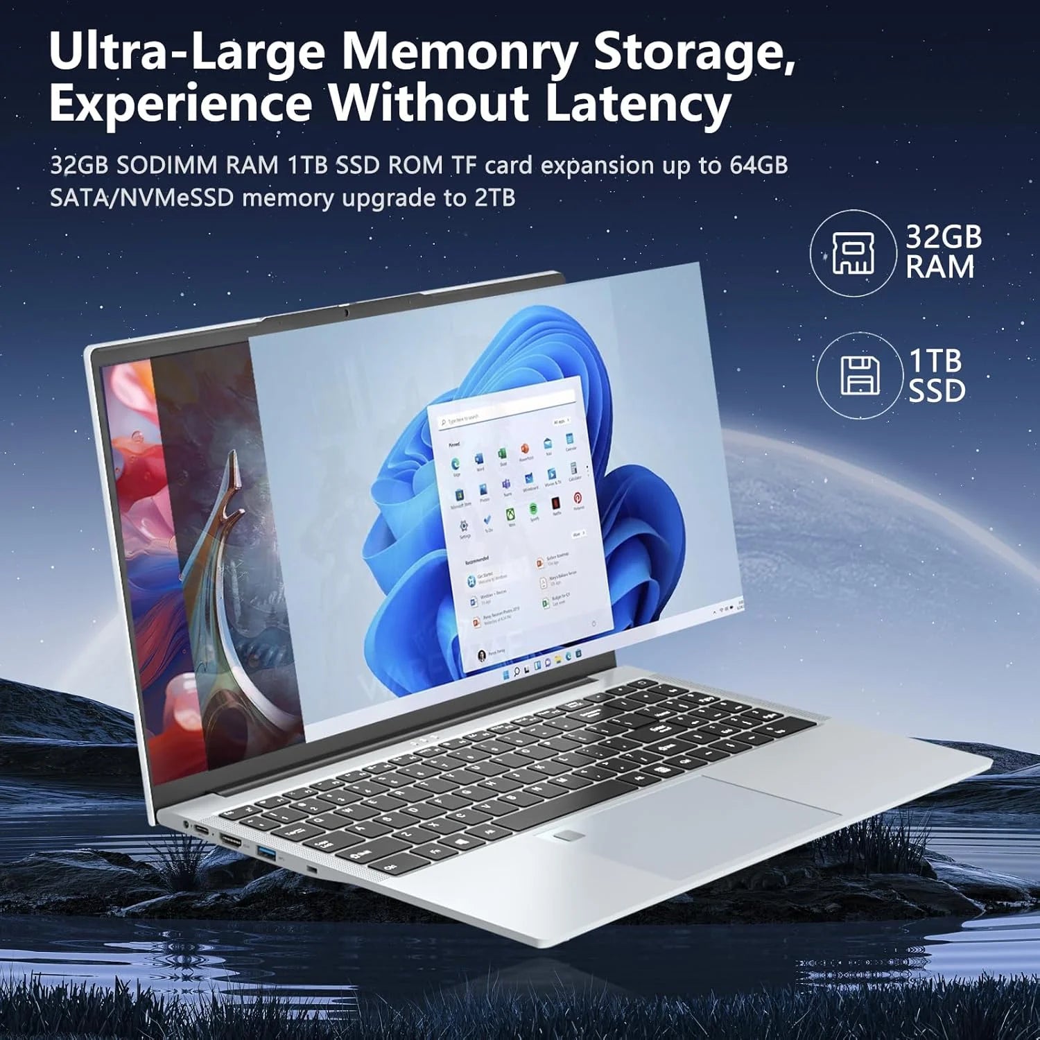 15.6 Inch Gaming Laptop, Core I7-1195G7, 32GB RAM 1TB SSD Computer, Iris Xe Graphics, Wifi 6E, Backlit Keyboard, Windows 11