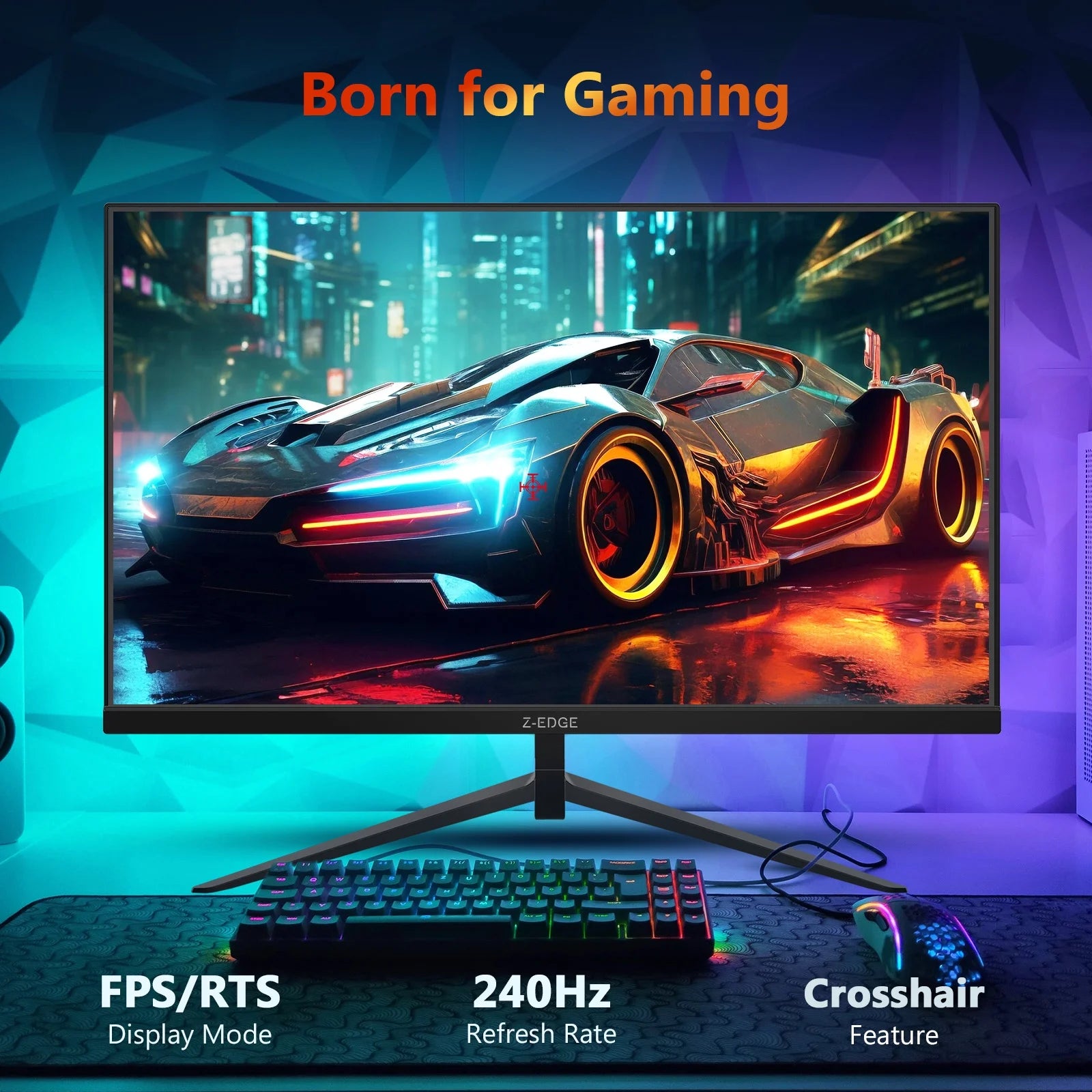 24.5 Inch 240Hz Gaming Monitor, FHD 1080P VA Display, 1Ms MPRT, AMD Freesync, HDR Support, VESA Mount Compatible