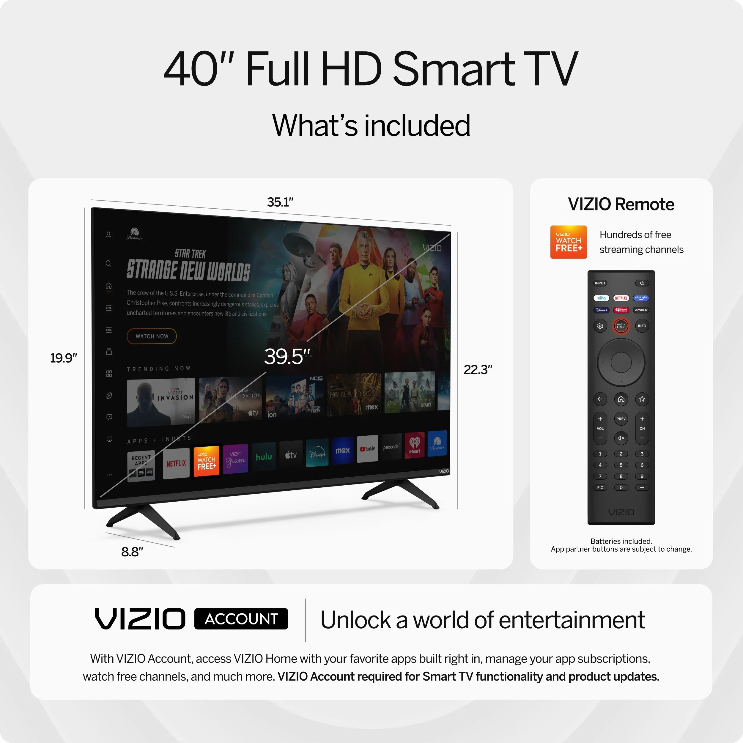 40" Class Full HD 1080P LED Smart TV (VFD40M-08)
