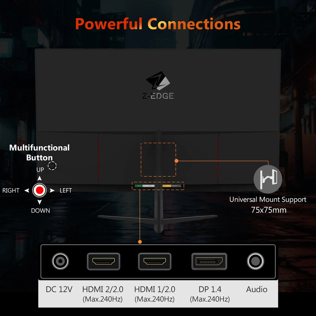 24.5 Inch 240Hz Gaming Monitor, FHD 1080P VA Display, 1Ms MPRT, AMD Freesync, HDR Support, VESA Mount Compatible