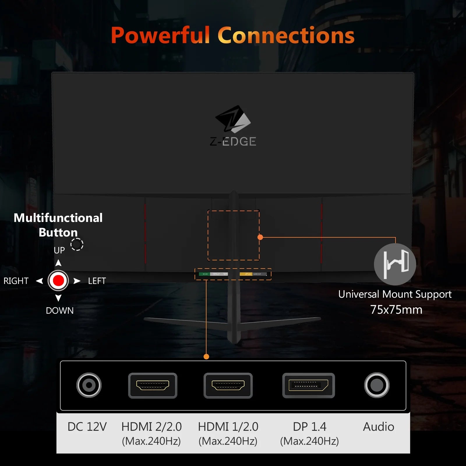 24.5 Inch 240Hz Gaming Monitor, FHD 1080P VA Display, 1Ms MPRT, AMD Freesync, HDR Support, VESA Mount Compatible