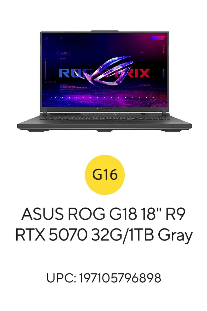 ROG Strix G18 (2025) Gaming Laptop, 18” WQXDA 240Hz AMD Ryzen 9 9955HX, NVIDIA Geforce RTX 5070 8GB VRAM 32GB DDR5-5600 RAM 1TB Pcie Gen 4 SSD Eclipse Gray