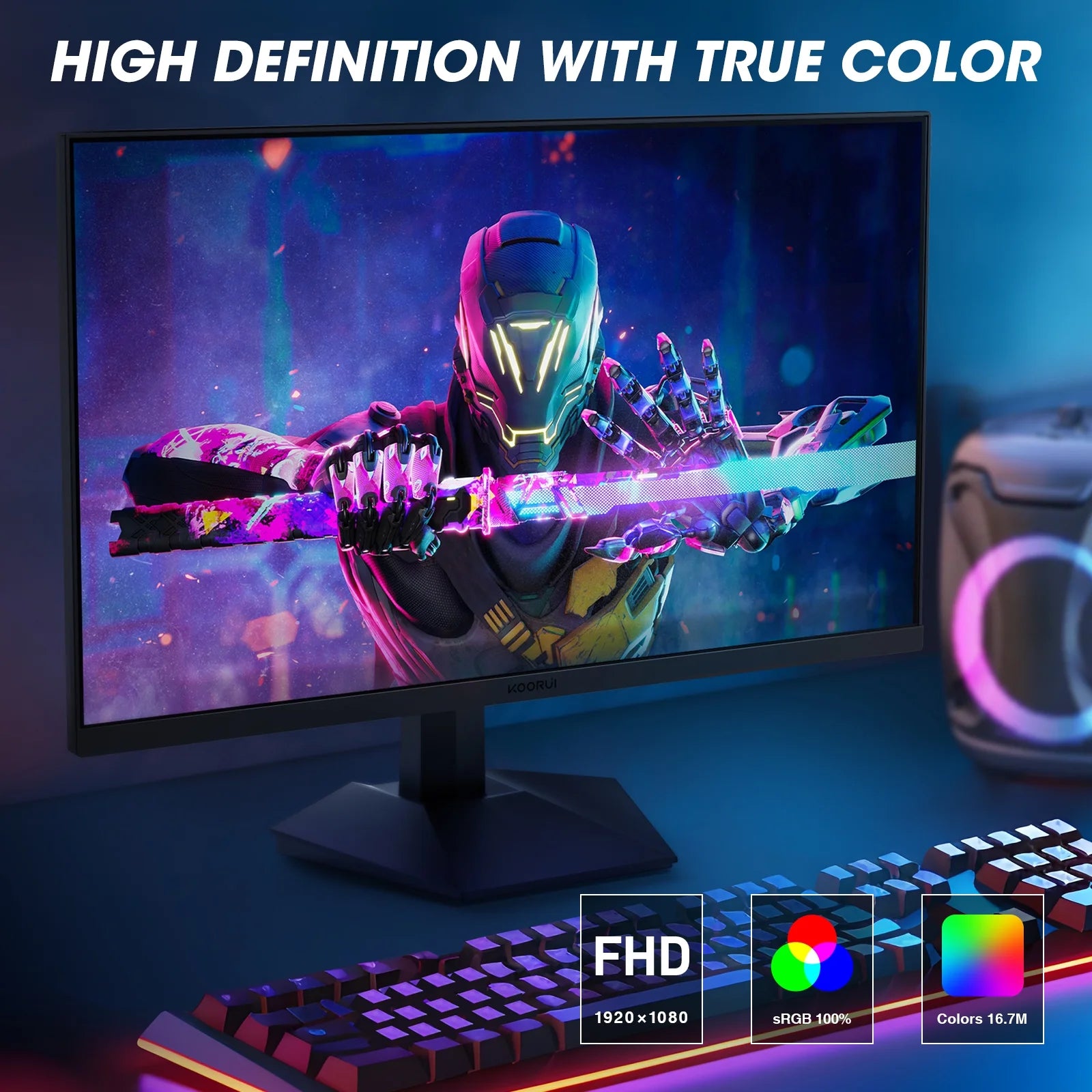 27" Gaming Monitor, FHD 1080P, 240Hz, Freesync, HDMI/DP, Frameless, Wall-Mountable, Black, GN02
